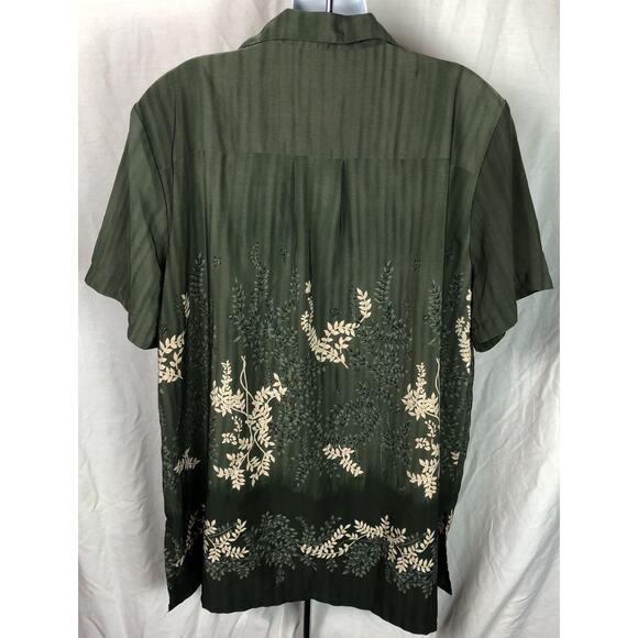 Sag Harbor Silky Top Blouse 20W Green Floral Stripe ButtonUp Hawaiian Career - Picture 3 of 5